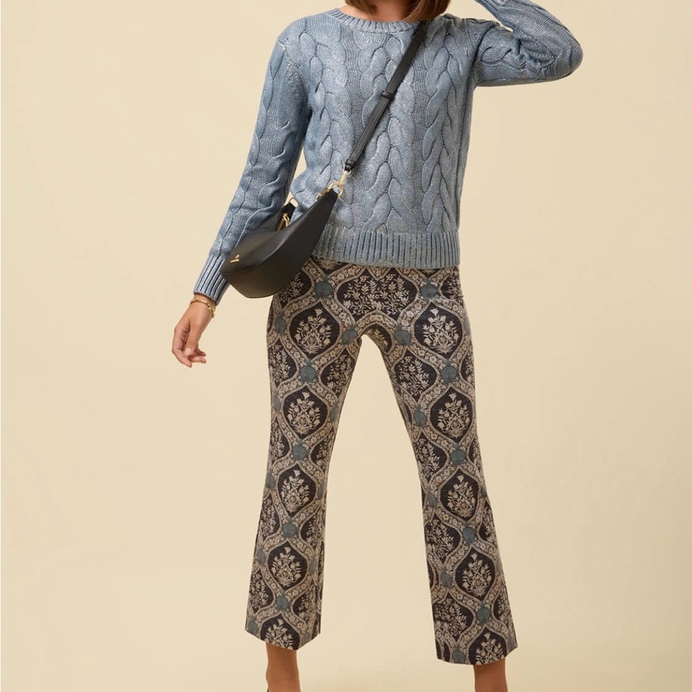 Spartina 449 Blue and Cream Patterned Cropped Pants - Picture 3 of 6